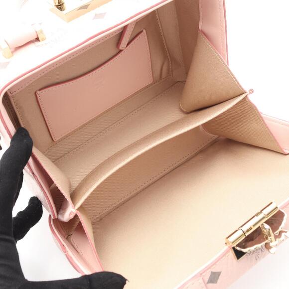 MCM Visetos Vanity Bag Handbag Leather Pink - Picture 3 of 7